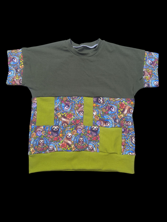 3-6y dolman Patchwork Sloth
